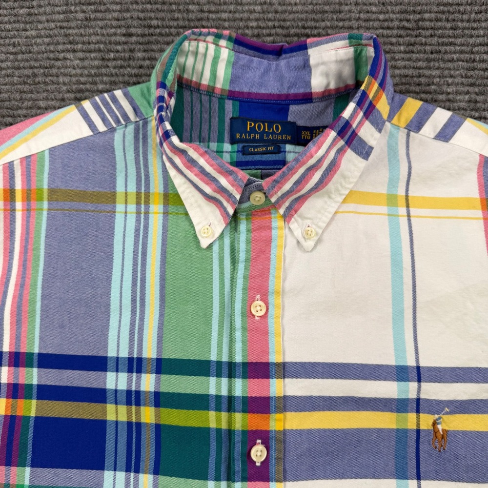 Polo Ralph Lauren Mens XXL Classic Fit Plaid Short Sleeve Button Down Shirt - Picture 5 of 12